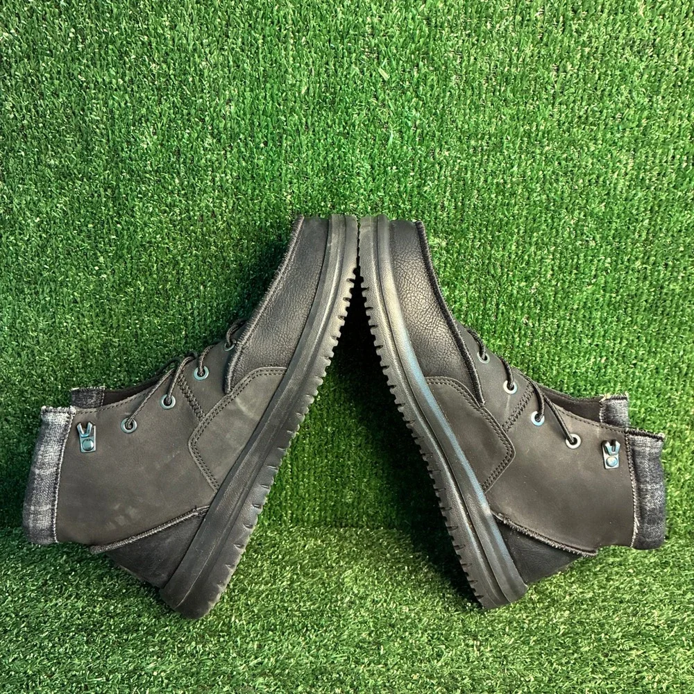 NEW Hey Dude Bradley Classic Leather Moc Toe Chukka Boots Black Mens Size 10